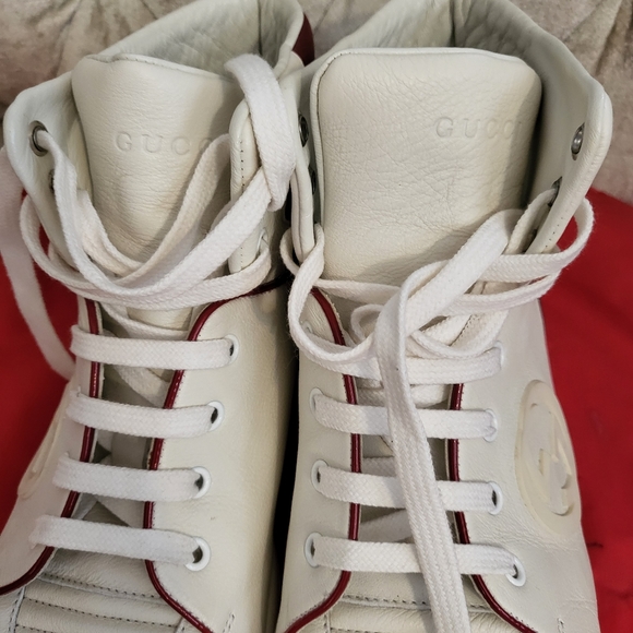 Authentic Gucci interlocking GG white and red leather high - Picture 3 of 7